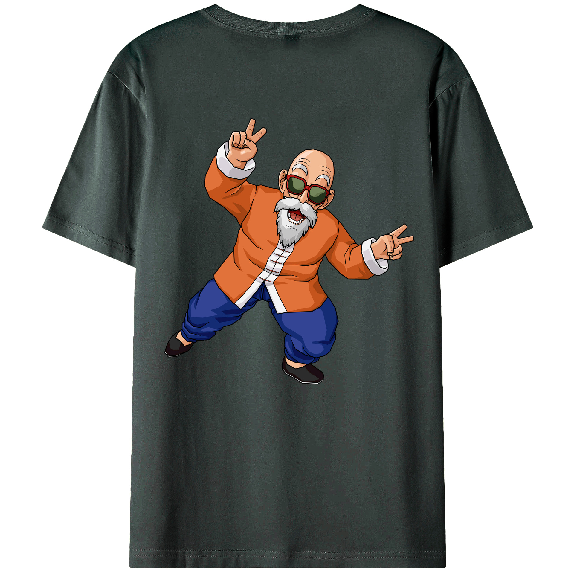 （画像用） ドラゴンボール 亀仙人（かめせんにん） DRAGON BALL Master Roshi Kame Sennin 綿100％ メンズ半袖Tシャツ（バックプリント） 通気性